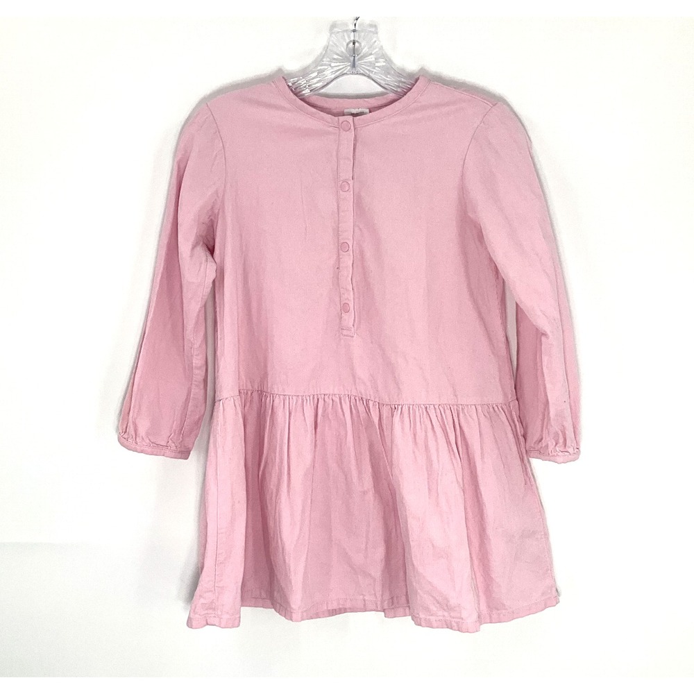 Hanna Andersson Top Girls 8 Pink Corduroy Button Pleated Long‎ Sleeve Tunic